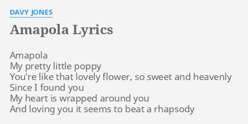 Amapola Lyrics By Davy Jones Amapola My Pretty Little