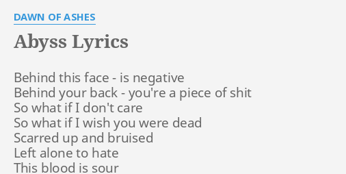 dawn of ashes abyss lyrics