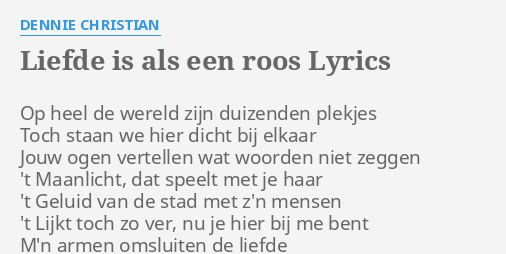 Liefde Is Als Een Roos Lyrics By Dennie Christian Op Heel