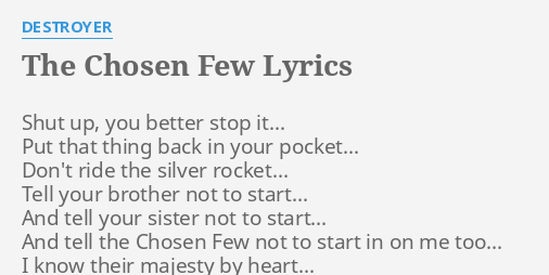 one of the chosen few lyrics