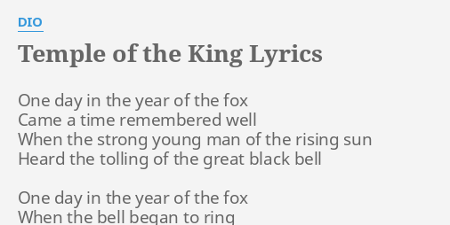 dio temple of the king lyrics