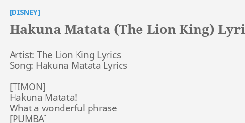 lion king hakuna matata lyrics