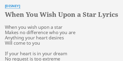 When You Wish Upon A Star Lyrics By Disney When You Wish Upon