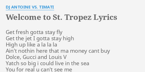 WELCOME TO TROPEZ" by DJ ANTOINE VS. TIMATI: fresh stay...