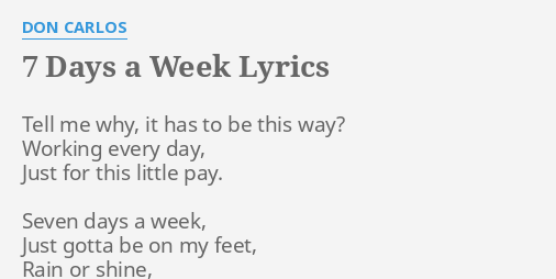 don carlos 7 days a week songs