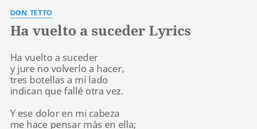 ha vuelto a suceder don tetto