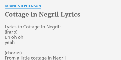 Cottage In Negril Lyrics By Duane Stephenson Lyrics To Cottage In