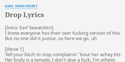 Drop earl online sweatshirt lyrics
