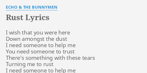 Rust Lyrics By Echo The Bunnymen I Wish That You