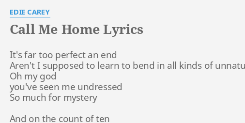 call me home lyrics