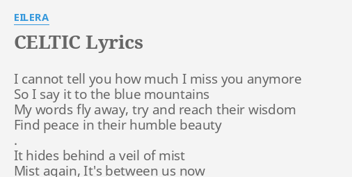 Celtic Lyrics By Eilera I Cannot Tell You