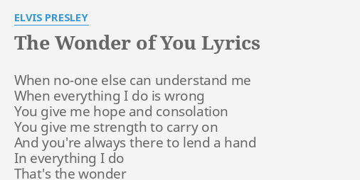 the wonder of you elvis presley lyrics