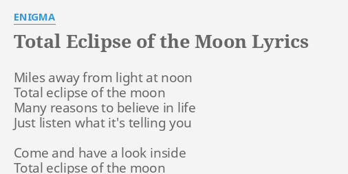 enigma total eclipse of the moon videos