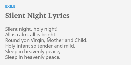 Silent Night Lyrics By Exile Silent Night Holy Night