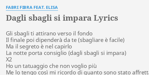 dagli sbagli si impara fabri fibra elisa dagli sbagli si impara fabri fibra elisa