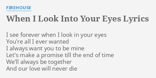 In i see your eyes forever I Can