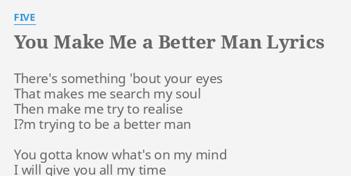Better man lyrics
