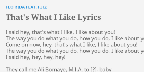 That S What I Like Lyrics By Flo Rida Feat Fitz I Said Hey That S