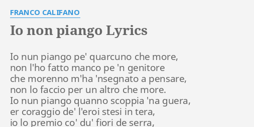 califano io non piango
