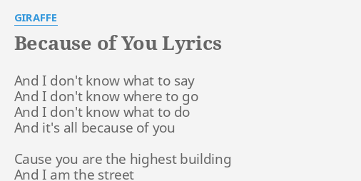because of you i never stray lyrics