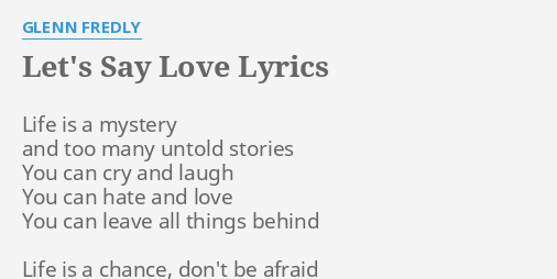 Текст песни say love
