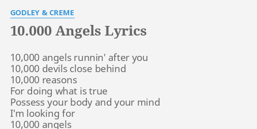 Lyrics To 10000 Angels Printable