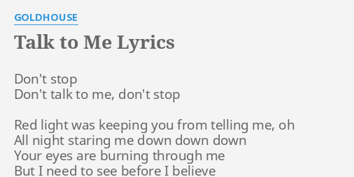 don t talk to me lyrics meaning