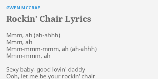 Rockin Chair Lyrics By Gwen Mccrae Mmm Ah Mmm Ah