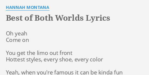 hannah montana the best of both worlds lyrics