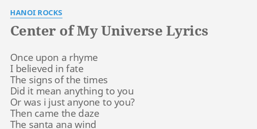 Universe lyrics my You Are