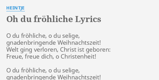 Oh Du Frohliche Lyrics By Heintje O Du Frohliche O