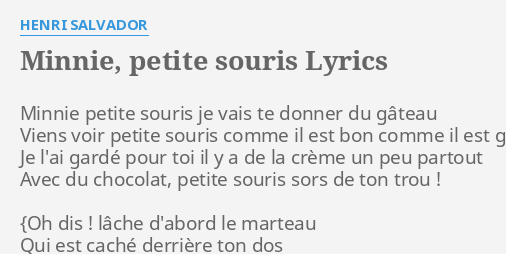 Minnie Petite Souris Lyrics By Henri Salvador Minnie Petite Souris Je