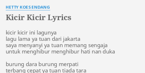 Syair lagu kicir kicir