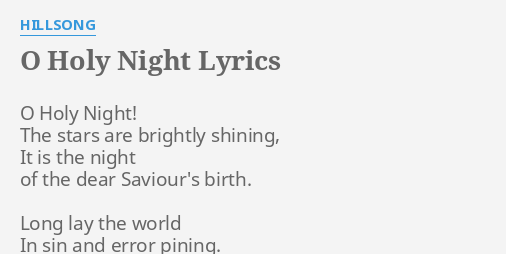 O Holy Night - Hillsong Worship Lyrics and Chords