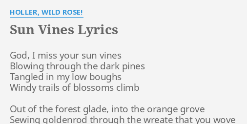 Sun Vines Lyrics By Holler Wild Rose God I Miss Your