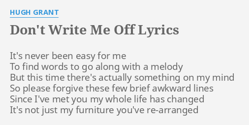Write me off lyrics