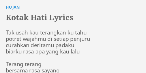 Kotak hati lagu lirik Lirik Lagu