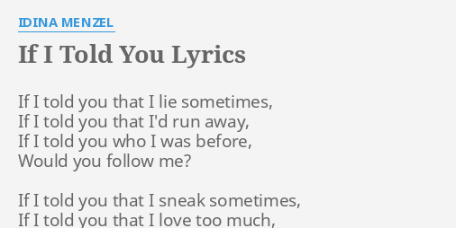 Lovely If I Told You I Love You Lyrics - family quotes
