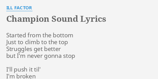 number one champion sound lyrics