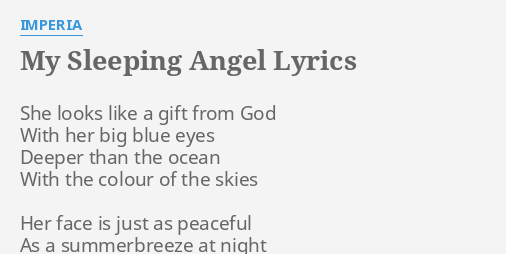 My Sleeping Angel Lyrics By Imperia She Looks Like A