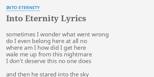 moving at the speed of light into eternity lyrics