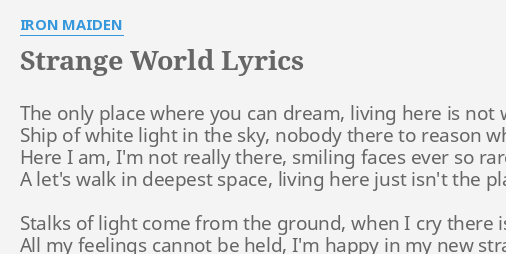 welcome to this strange world lyrics english