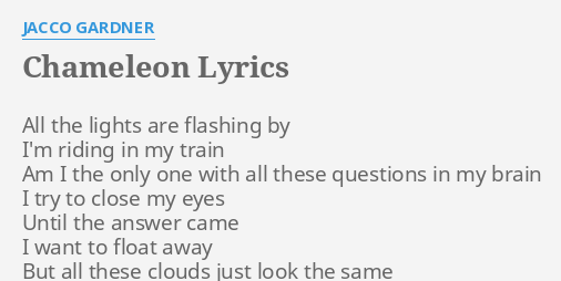 "CHAMELEON" LYRICS by JACCO GARDNER: All the lights are...