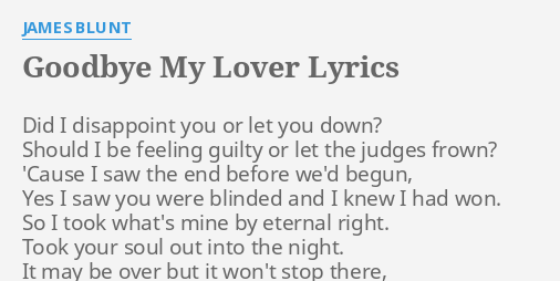 lyrics of goodbye my lover by james blunt
