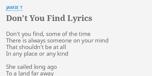 jamie t don't you find lyrics