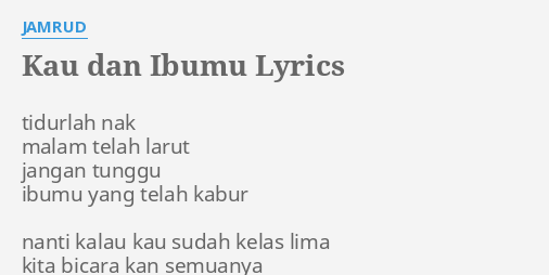 jamrud tidurlah nak