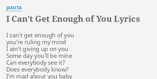 can't get enough of you lyrics