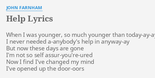 Help lyrics john farnham