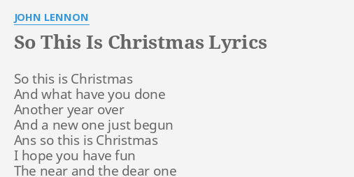Lirik lagu so this is christmas online