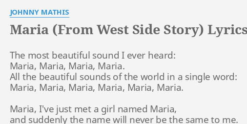 Maria West Side Story Lyrics - LyricsWalls